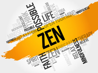 Zen word cloud collage, concept background