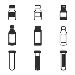 Medicine bottle icon set.