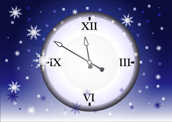 Naklejka na ściany i meble Новогодние часы, показывающие полночь