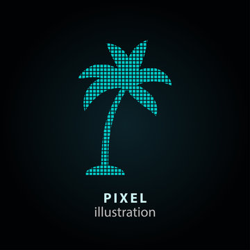 Palm Tree - Pixel Illustration.