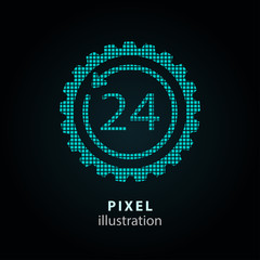 24 hour service - pixel illustration.