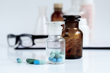 check pills in laboratory no one