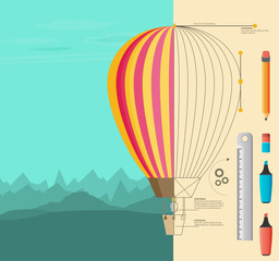 Air balloon and draft background