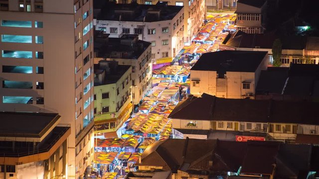 Time Lapse of Market at Night  - Kuala Lumpur Malaysia