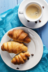 Croissants and espresso above view