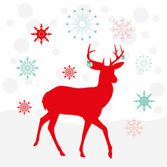 deer in Christmas, beautiful illustrations for textiles