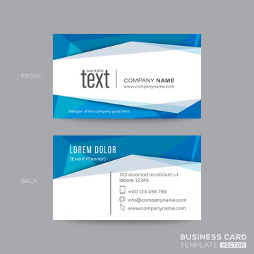 Blue Modern business card in low poly style