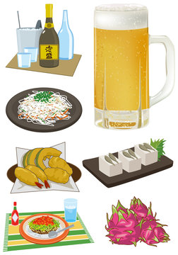 沖縄の飲食イラストセット
