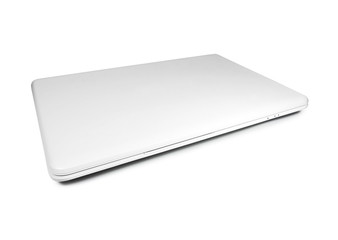 Blank white laptop with copy space, isolated on white background.