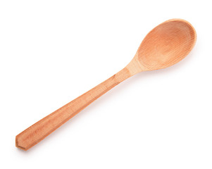 Close-up top view of wooden spoon