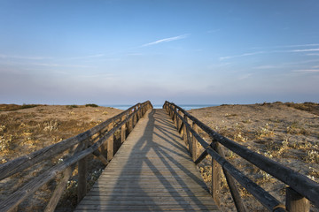 Fototapeta na wymiar Wooden path to the beach