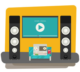 Home cinema. Vector illustration. Flat style.
