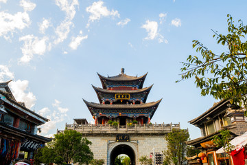 Wuhua Tower, central landmark of the Dali Old town in Yunnan Province, CHINA