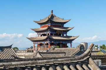 Wuhua Tower, central landmark of the Dali Old town in Yunnan Province, CHINA