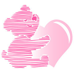 Cute Little Teddy Bear Holding Heart