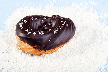 Chocolate coconut raised donut