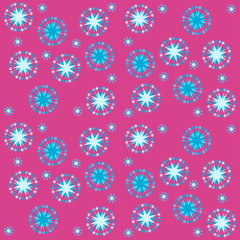 Abstract red blue starry pattern tile - usable as wrapping gift paper or fabric carpeting