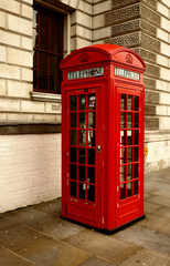 Traditional red London phone booth, London, UK
