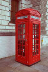 Traditional red London phone booth, London, UK
