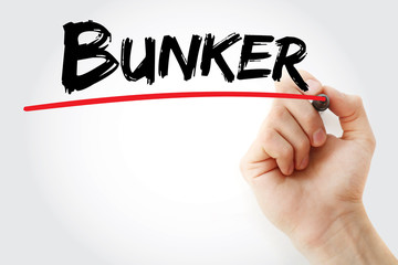 Hand writing Bunker with marker, concept background