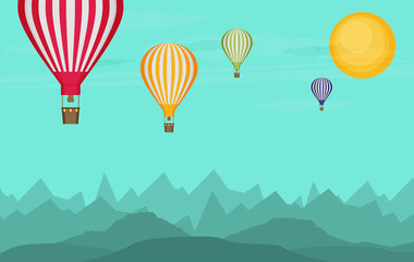 Obraz premium Flat design, Hot air balloon in the sky