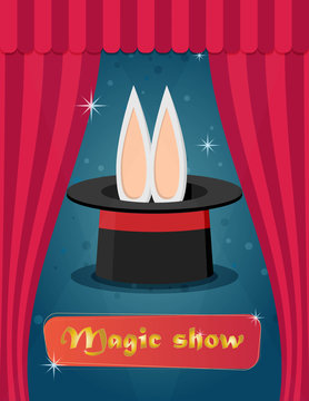Magic show. Flat style design - vector