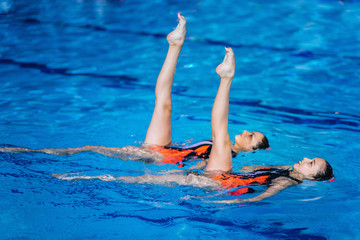 Synchronized swimming duet