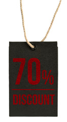 discount 70%. Paper labels (Tag) with different discount rates on white background