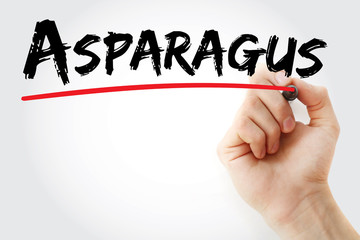 Hand writing Asparagus with marker, concept background