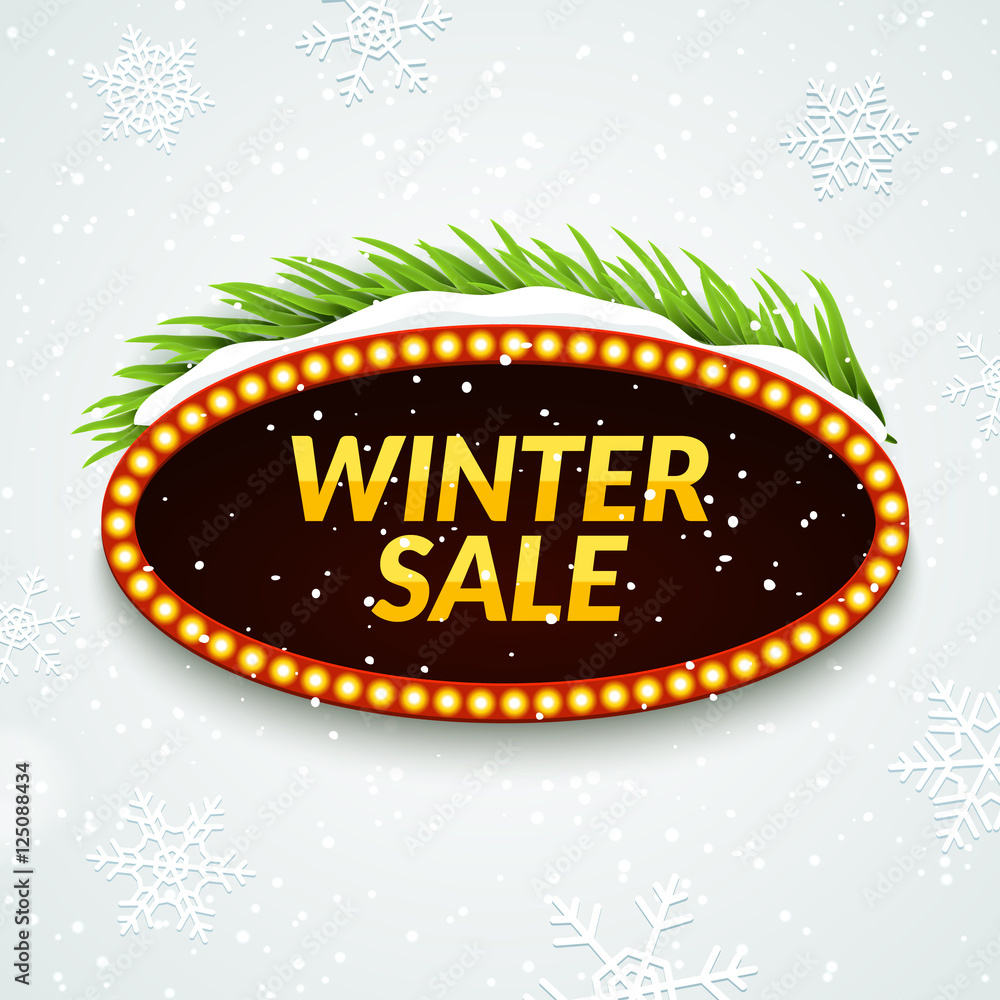 Wall mural big sale winter sale sign design template. xmas season clearance discount. market promotion advertis