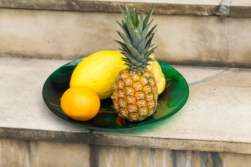 Assortment of fresh exotic fruits