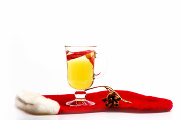Glass of delicious glintwein or mulled hot wine