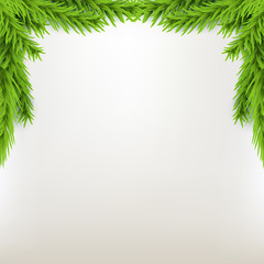 Naklejka na ściany i meble Border xmas frame with fir. Green Christmas winter background. Vector illustration xmas tree