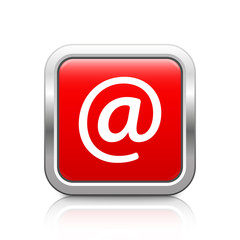 Obraz premium Email – Glossy red metal button with reflection