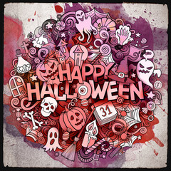 Cartoon cute doodles Halloween inscription