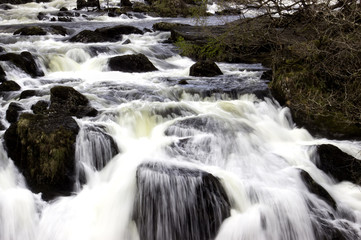 Fototapeta premium Mountain steam river. Snowdonia, Walles