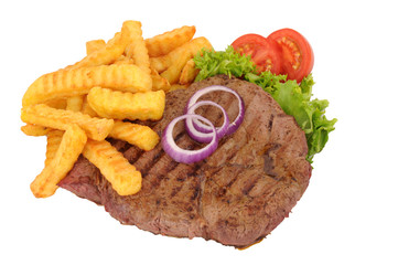 Fried Rump Steak And Chips Meal