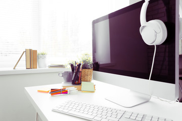 White office desk table