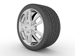 Obraz premium 3d rendering car wheel isolated on white background.