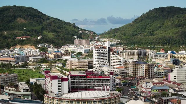 Time Lapse of Clouds Passing Over the Town of Phuket Thailand