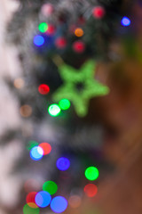 Christmas background with bokeh lights and stars