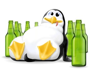 Naklejka premium pinguino ubriaco