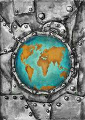 Obraz na płótnie Canvas Steam punk grunge world map 