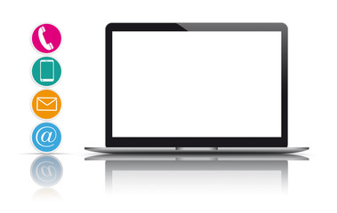 Black Notebook Contact Icons Mirror Mockup