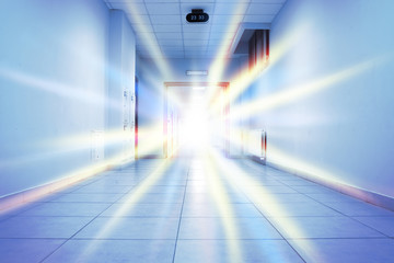 Flash of light in the hallway of a public building