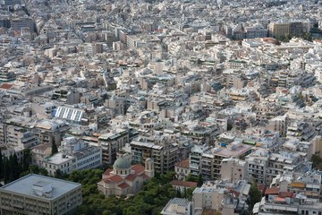 Aerial view of Athens from mount Lycabettus