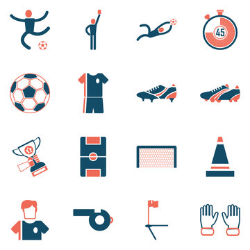 Soccer icons set flat design. Illustration eps10