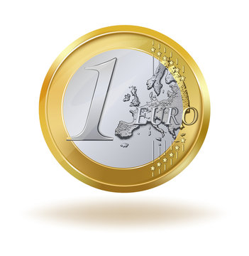 One euro coin. 1 euro coin isolated on white background. Vector illustration