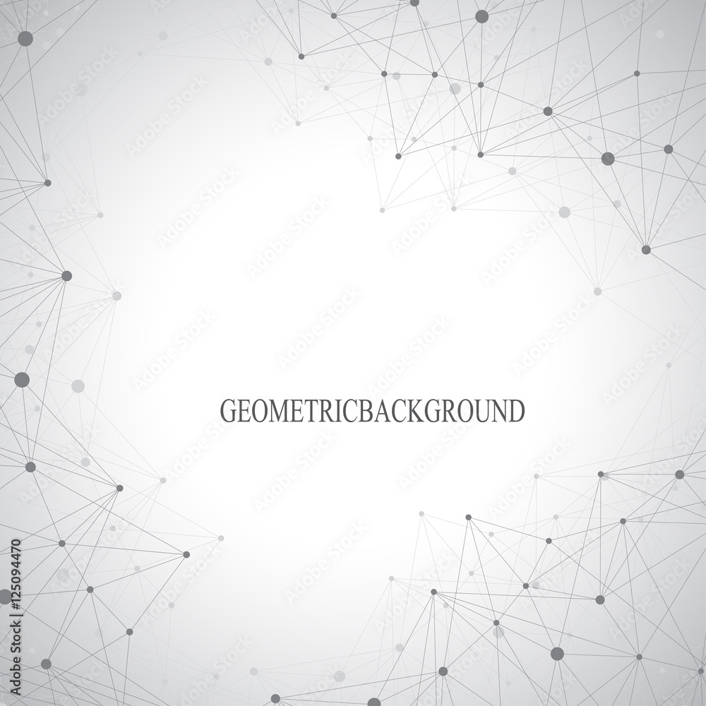 Aufkleber geometric abstract background with connected line and dots. graphic background for your design. vect