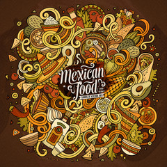 Cartoon cute doodles Mexican food illustration